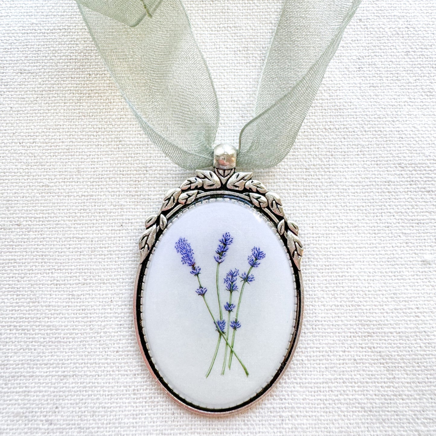Lavender Botanical Illustration Oval Frame Ornament