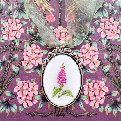 Foxglove Botanical Illustration Oval Frame Ornament