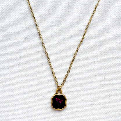 Bridgette Pressed Flower Necklace | Gold