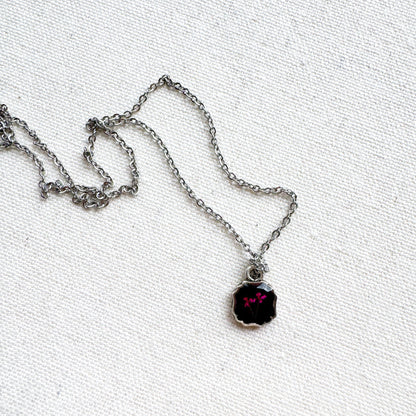 Bridgette Pressed Flower Necklace | Silver