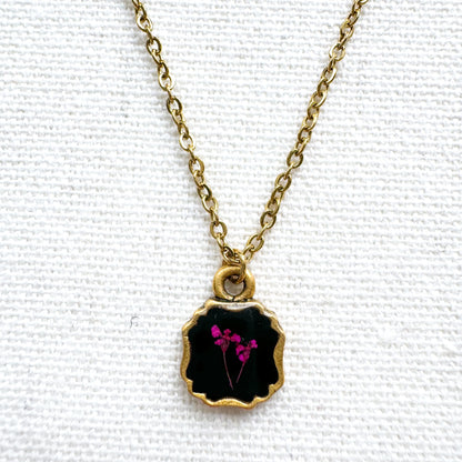 Bridgette Pressed Flower Necklace | Gold