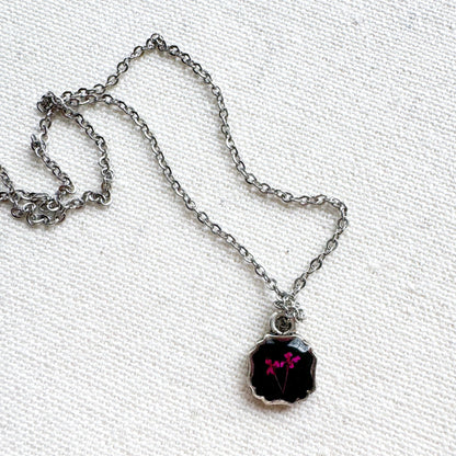Bridgette Pressed Flower Necklace | Silver