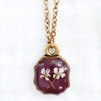 Catherine Mini Frame Pressed Flower Necklace | Gold