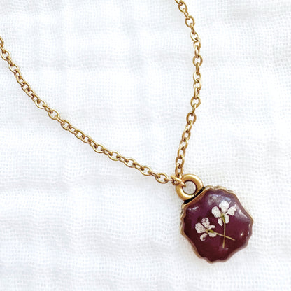 Catherine Mini Frame Pressed Flower Necklace | Gold