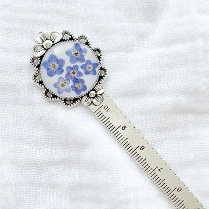 Céleste Forget-Me-Not Pressed Flower Bookmark | Silver