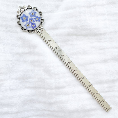 Céleste Forget-Me-Not Pressed Flower Bookmark | Silver