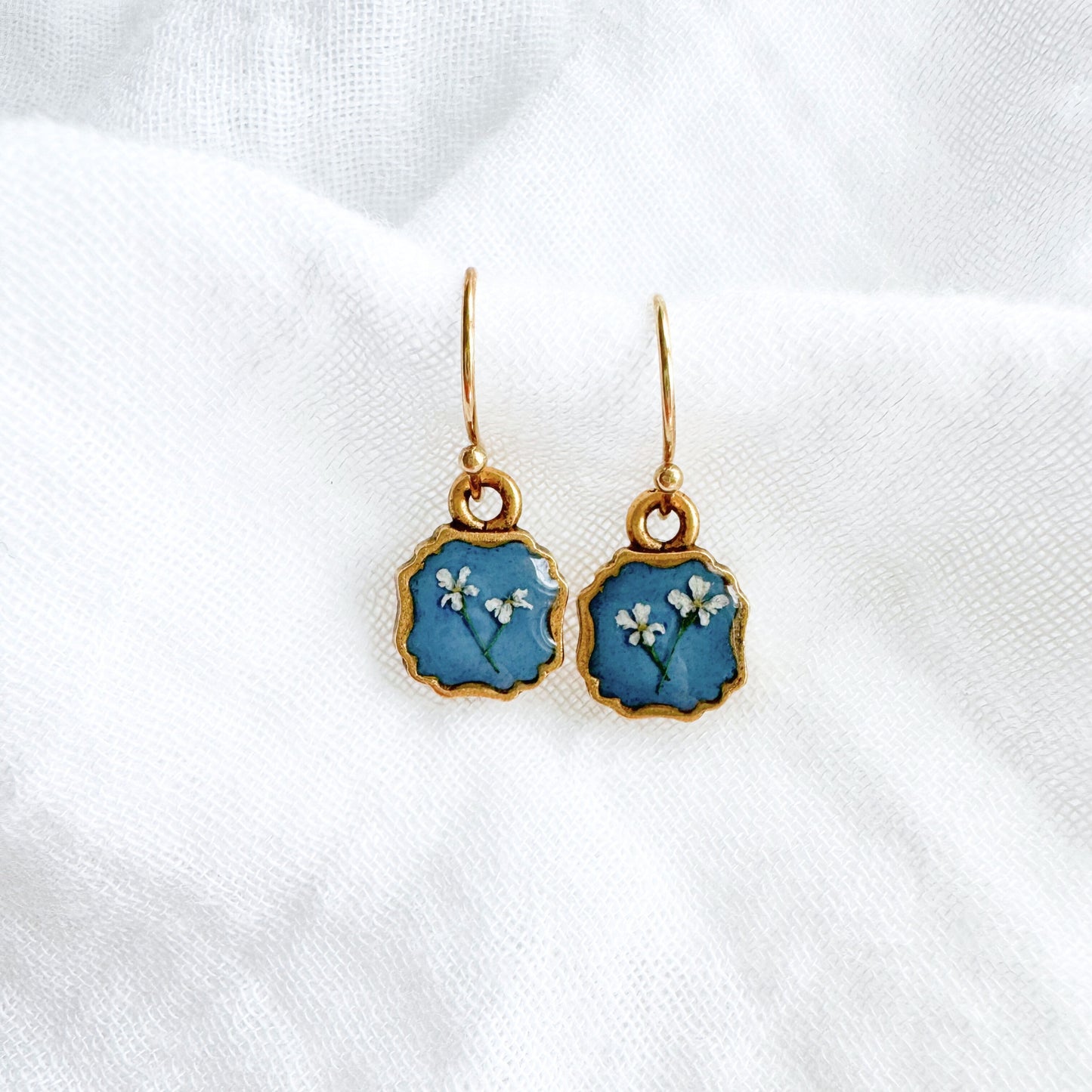 Chantelle Pressed Flower Drop Earrings | Gold