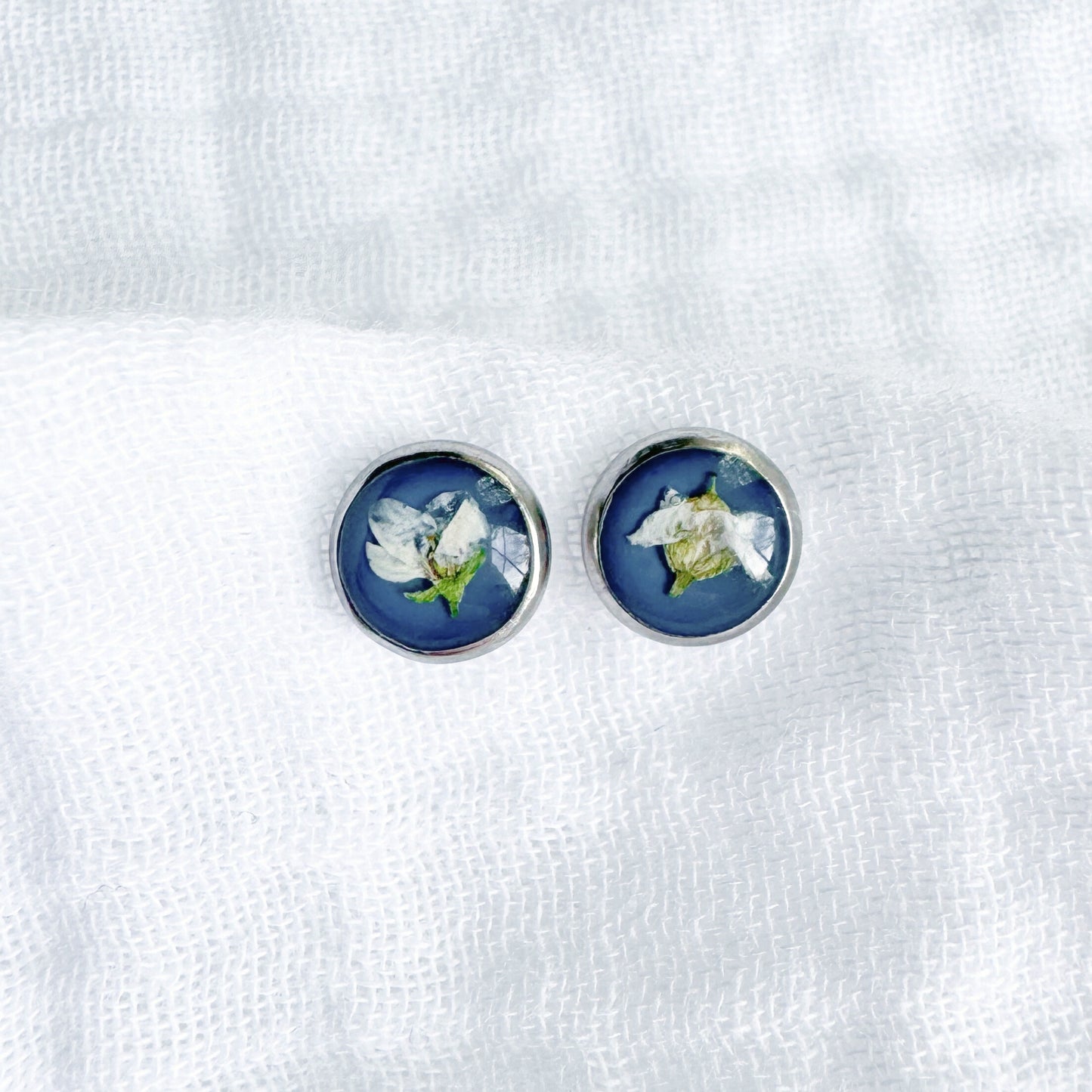Maxine Pressed Flower Earrings | Silver