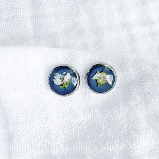 Maxine Pressed Flower Earrings | Silver