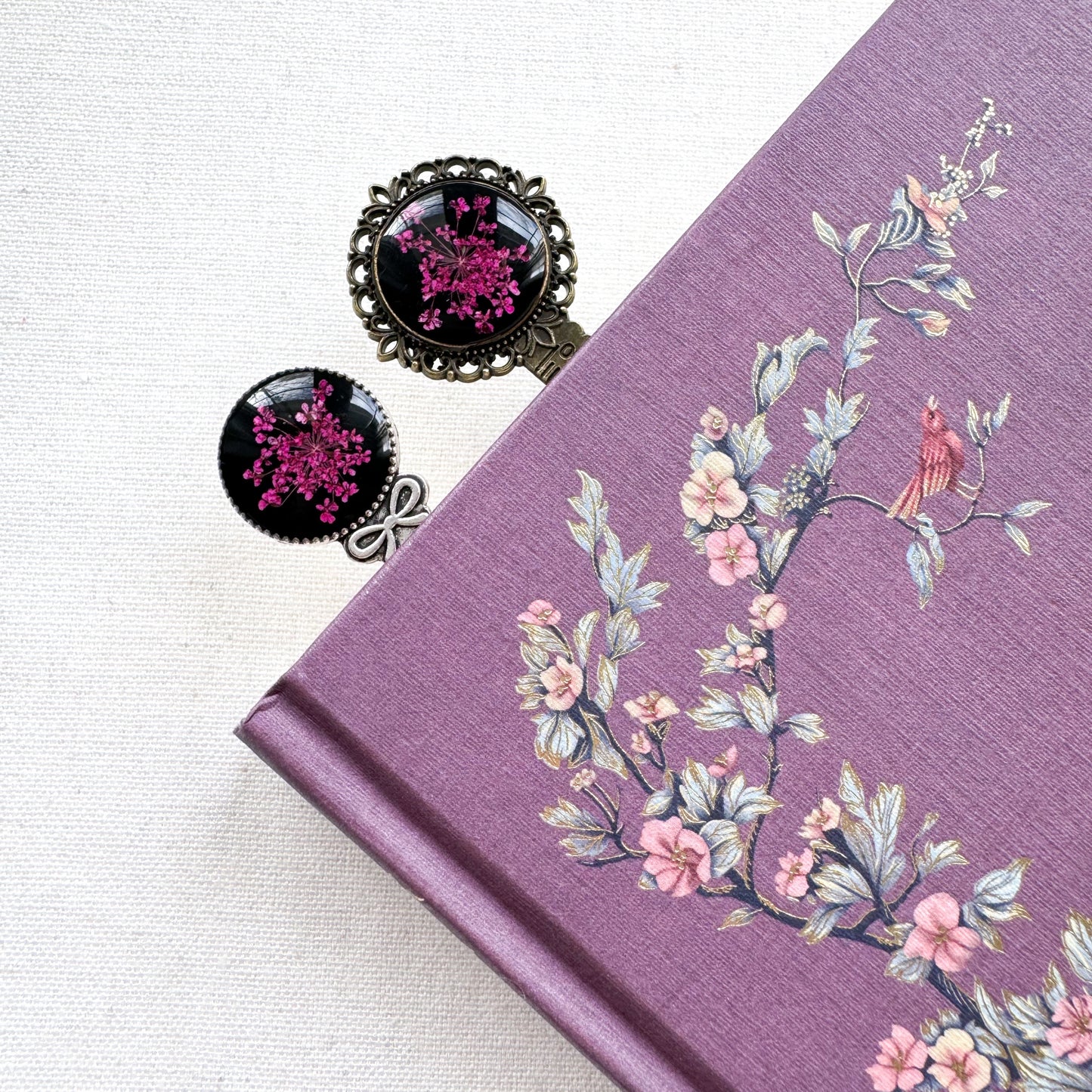 Charlotte Pressed Flower Bookmark | Silver or Bronze