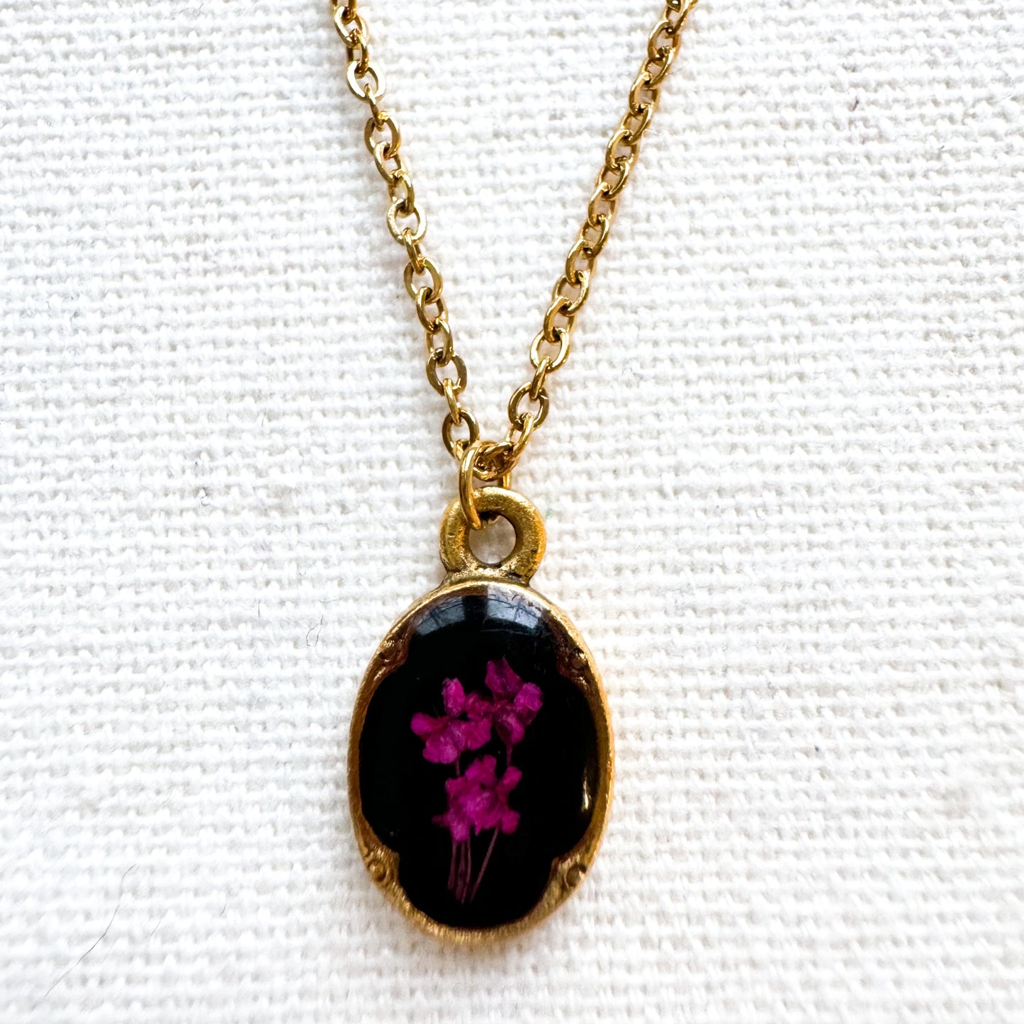 Charlotte Pressed Flower Necklace | Gold