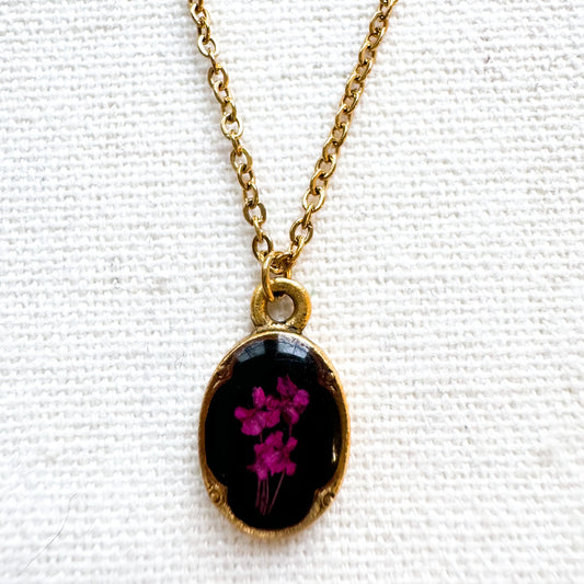 Charlotte Pressed Flower Necklace | Gold