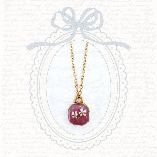 Charlotte Mini Frame Pressed Flower Necklace | Gold