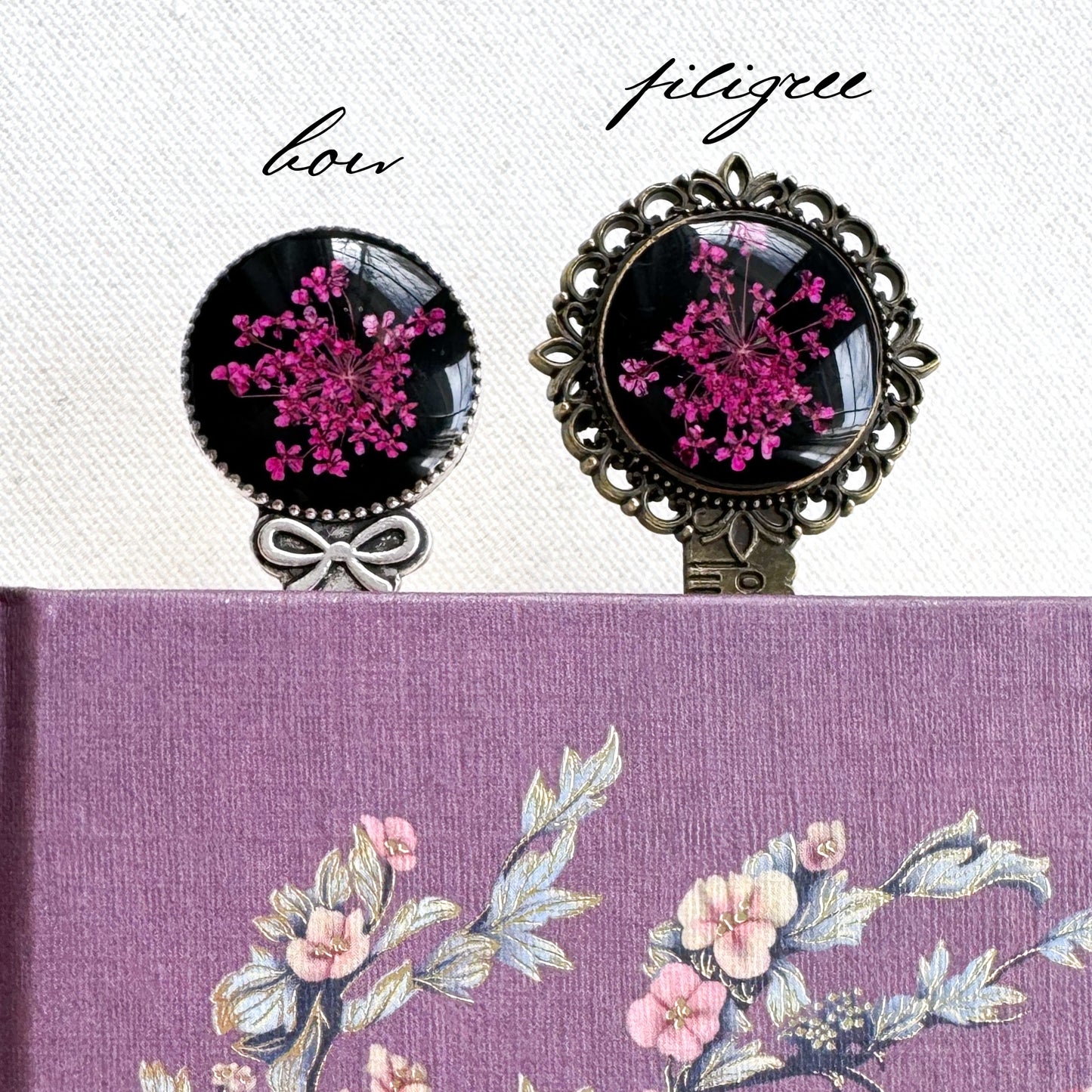 Charlotte Pressed Flower Bookmark | Silver or Bronze