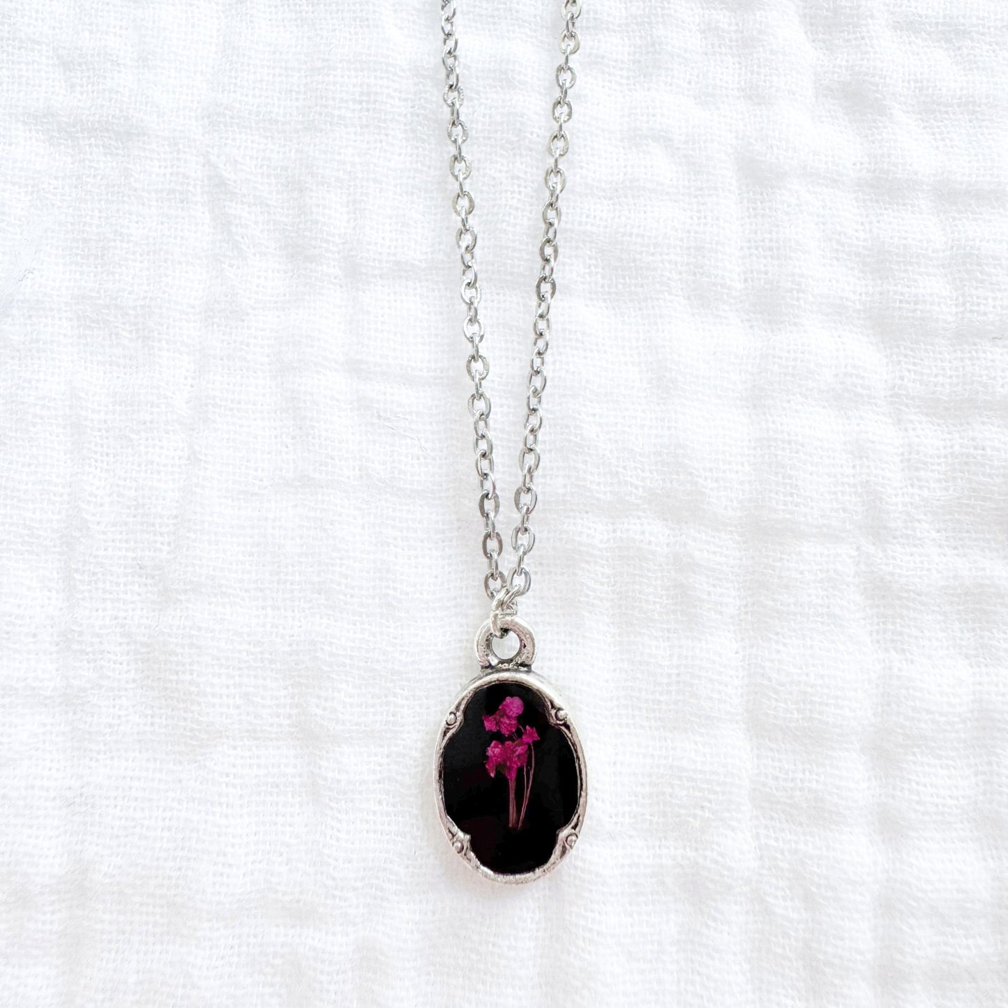 Charlotte Pressed Flower Necklace | Silver