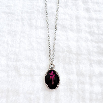 Charlotte Pressed Flower Necklace | Silver