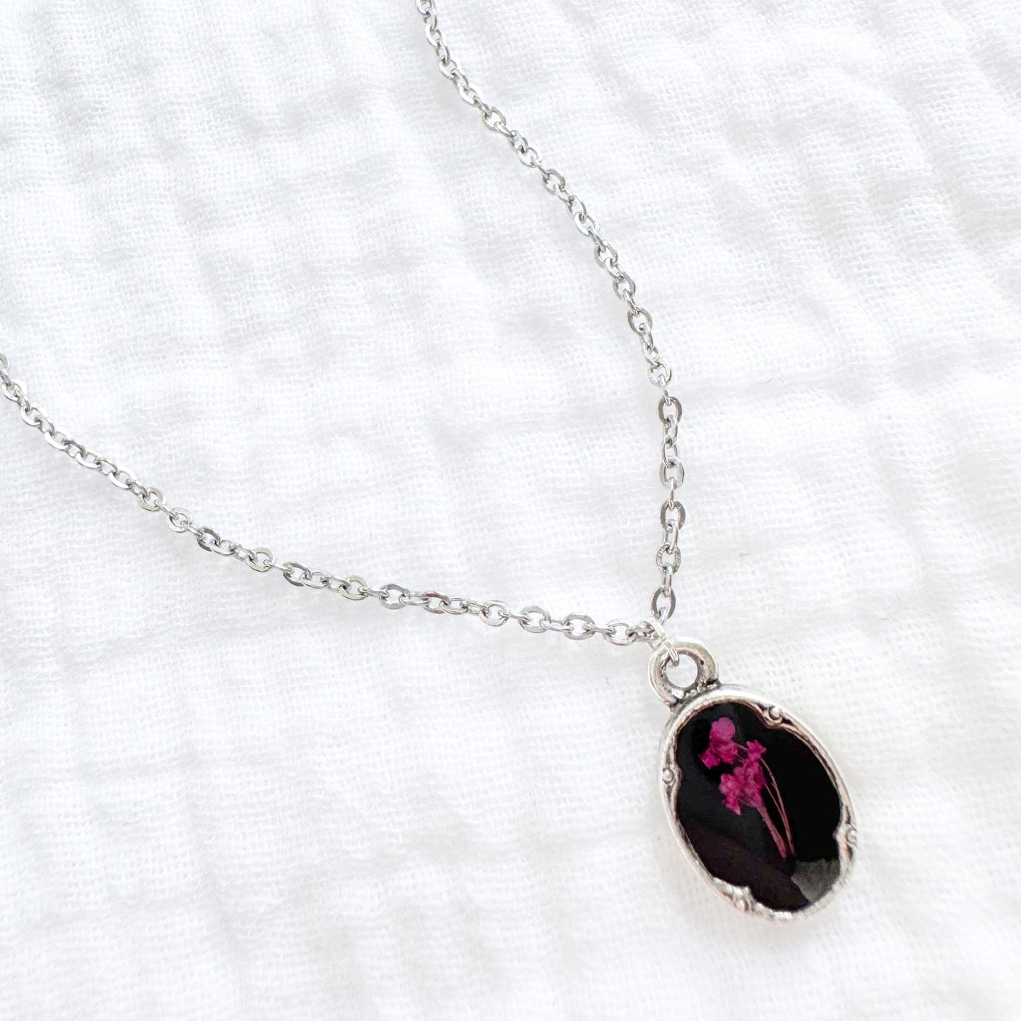 Charlotte Pressed Flower Necklace | Silver