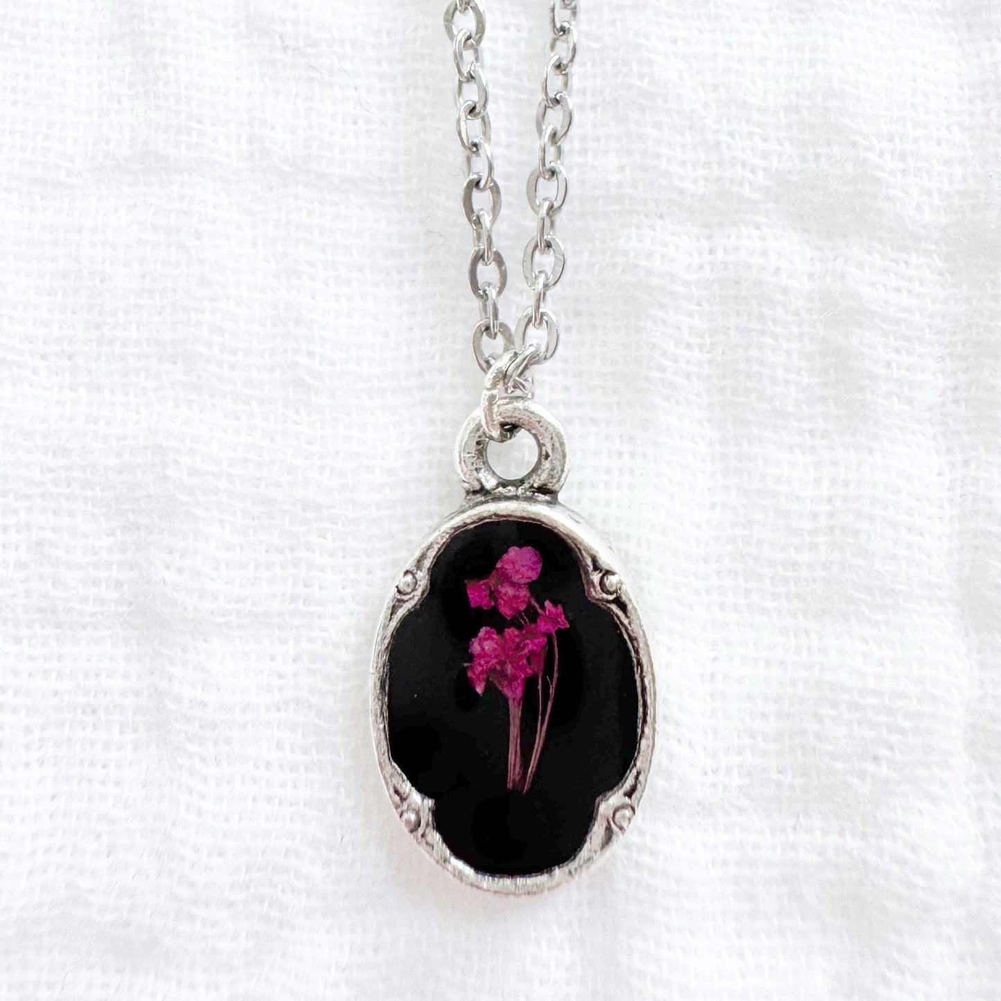 Charlotte Pressed Flower Necklace | Silver