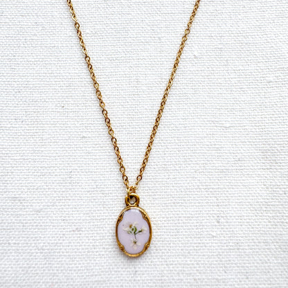 Chelsea Pressed Flower Necklace | Gold