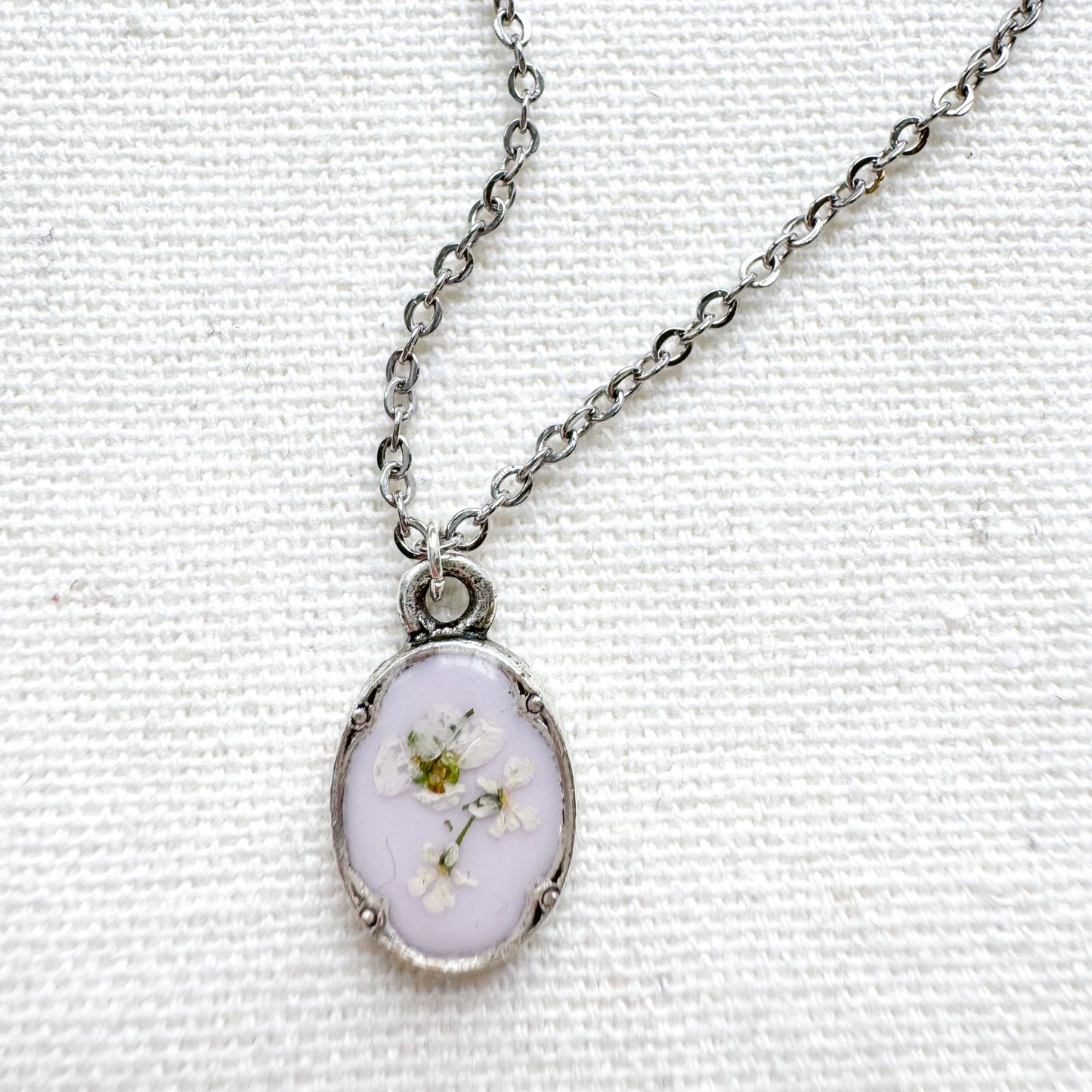 Chelsea Pressed Flower Necklace | Silver