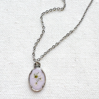 Chelsea Pressed Flower Necklace | Silver