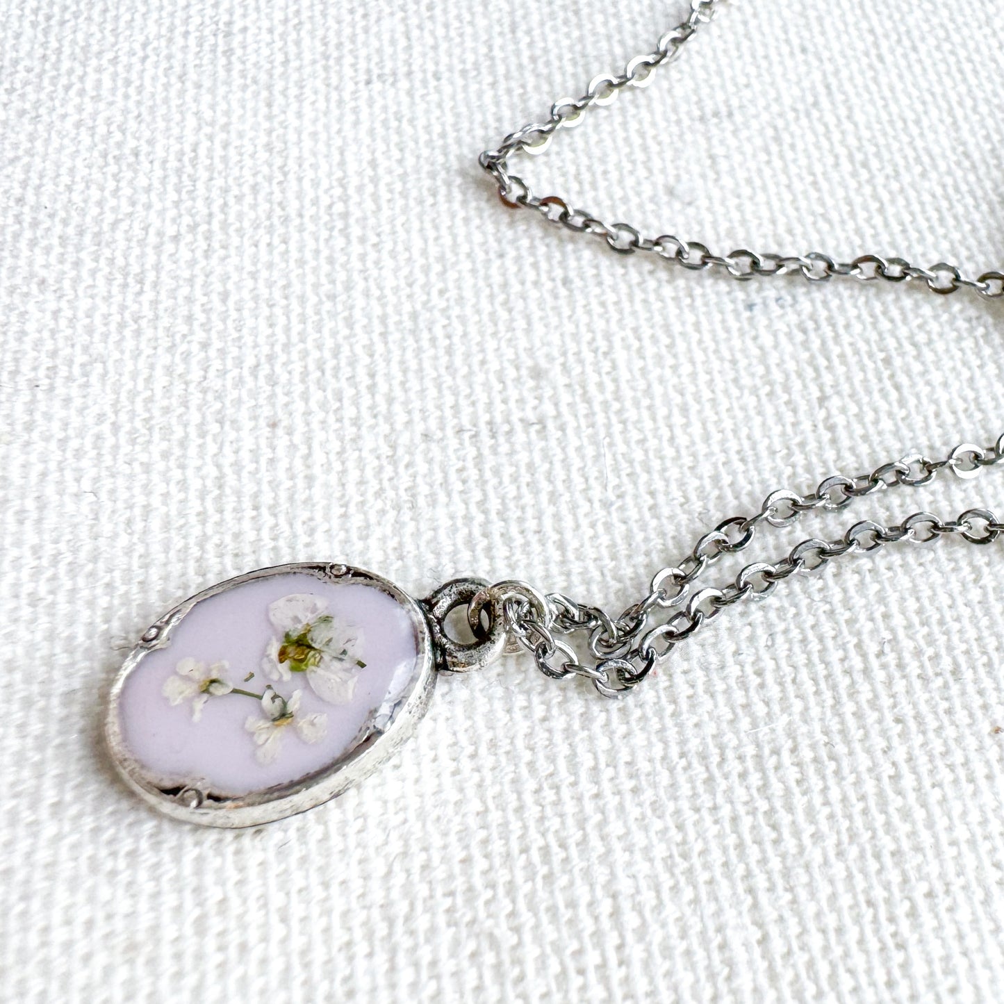 Chelsea Pressed Flower Necklace | Silver