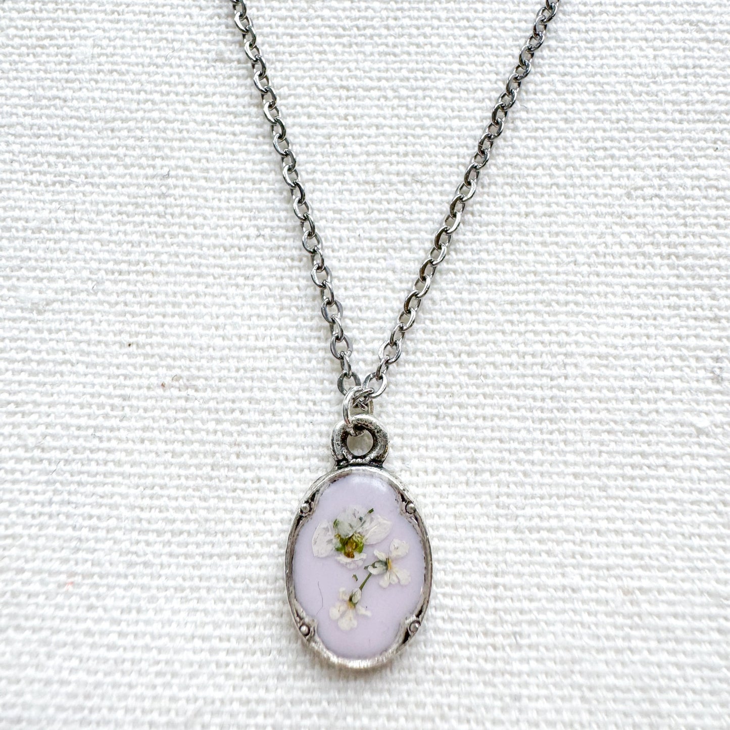 Chelsea Pressed Flower Necklace | Silver