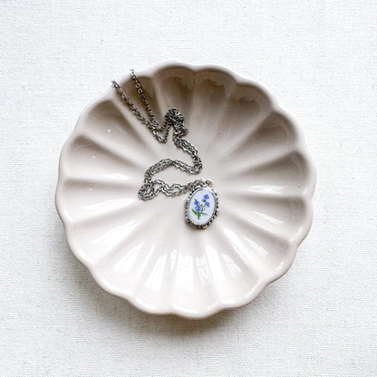Chicory Botanical Illustration Pendant Necklace | Silver