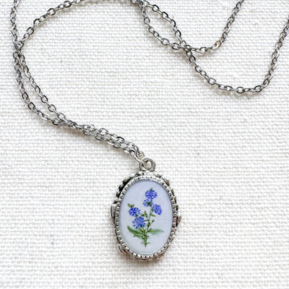 Chicory Botanical Illustration Pendant Necklace | Silver