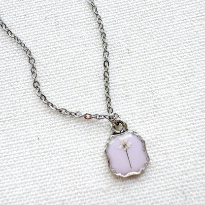 Clara Pressed Flower Necklace | Silver