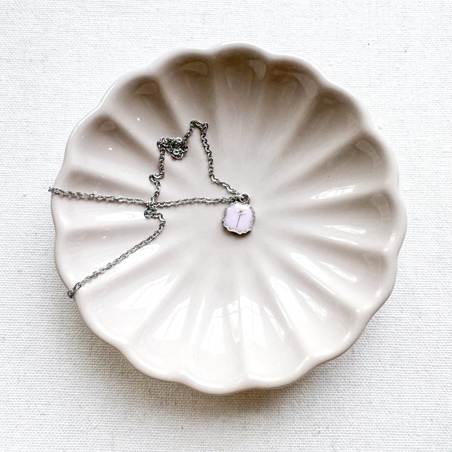 Clara Pressed Flower Necklace | Silver