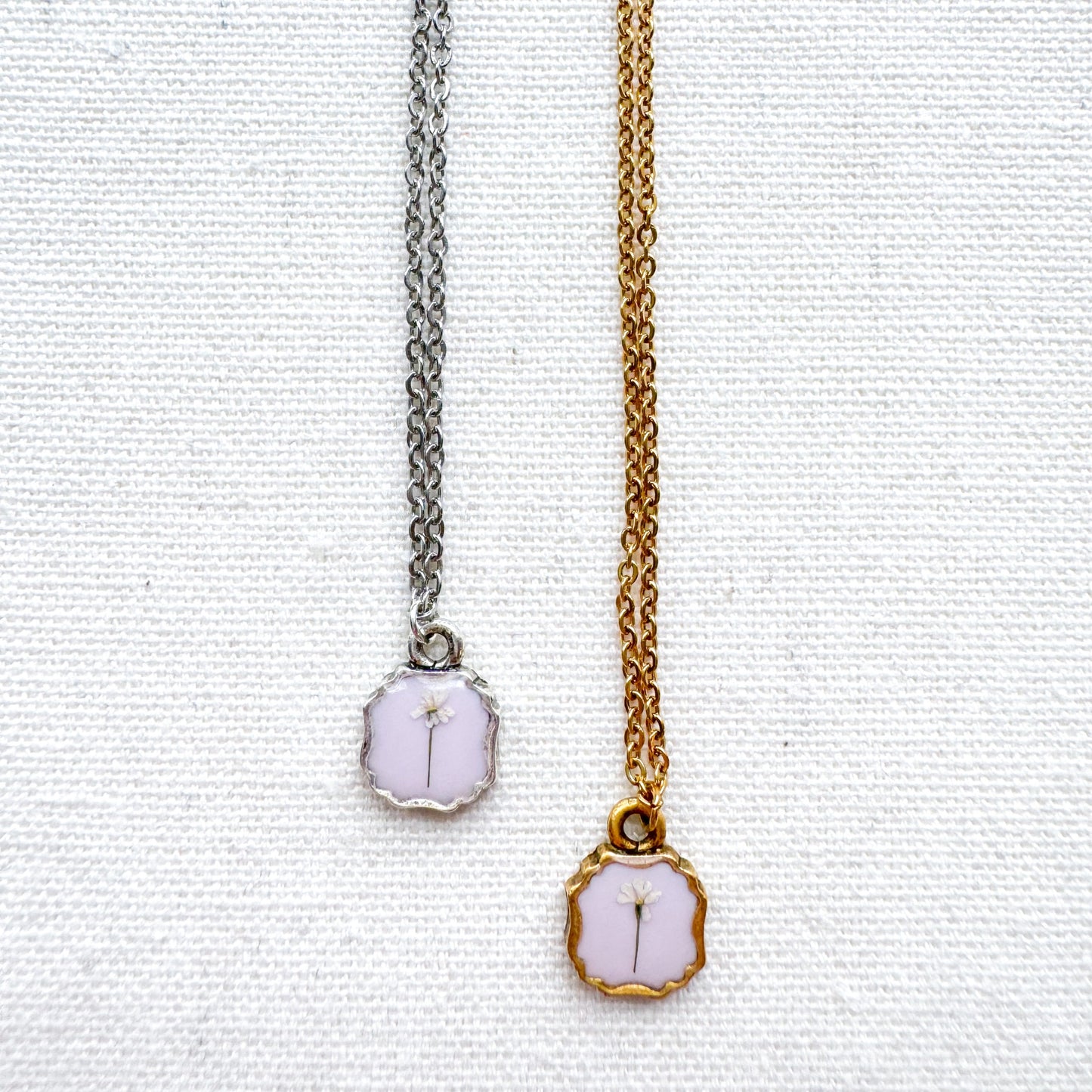 Clara Pressed Flower Necklace | Silver