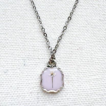 Clara Pressed Flower Necklace | Silver