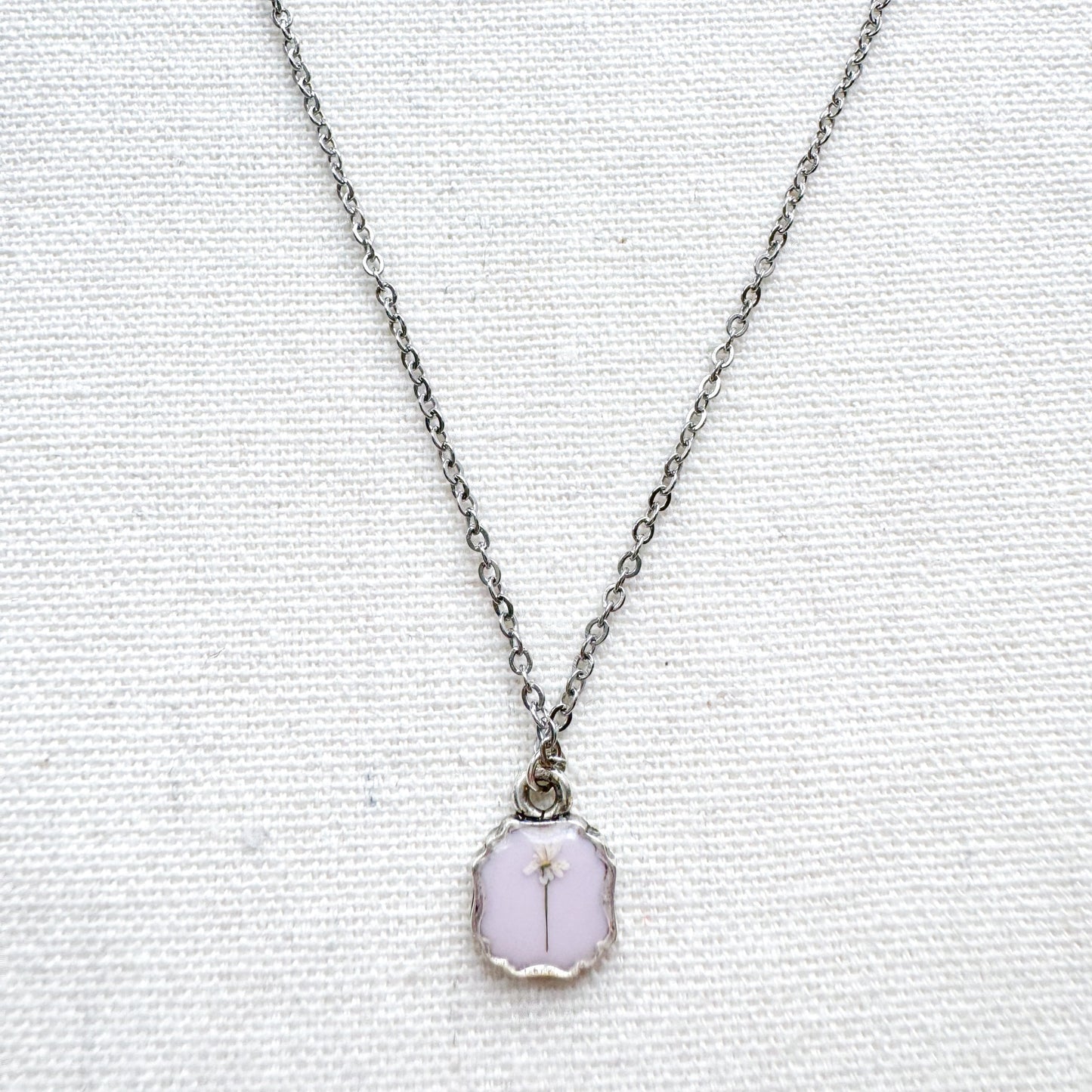 Clara Pressed Flower Necklace | Silver