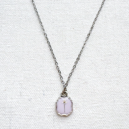 Clara Pressed Flower Necklace | Silver