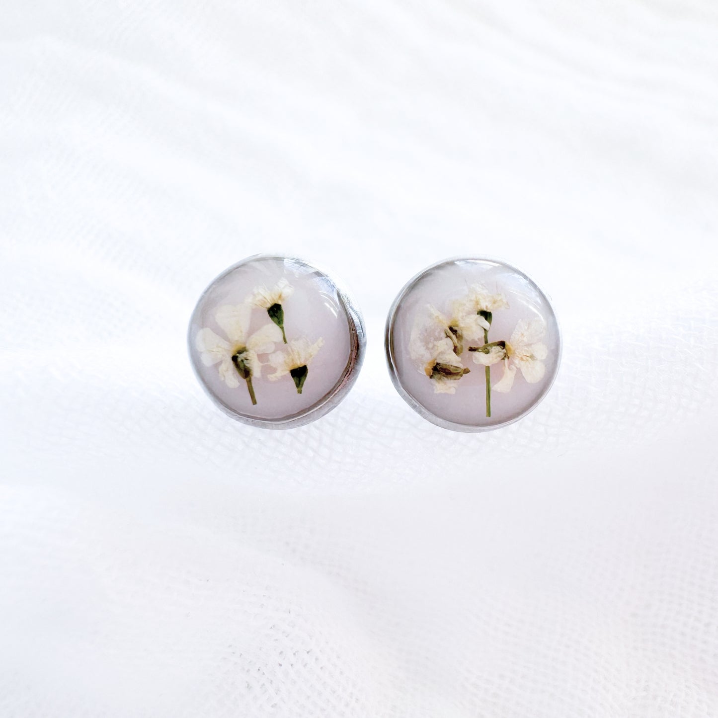 Bonnie Pressed Flower Earrings | Silver