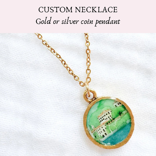 *Custom Artwork* Coin Pendant Necklace | Gold or Silver