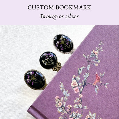 *Custom* Pressed Flower Bookmark | Bronze or Silver