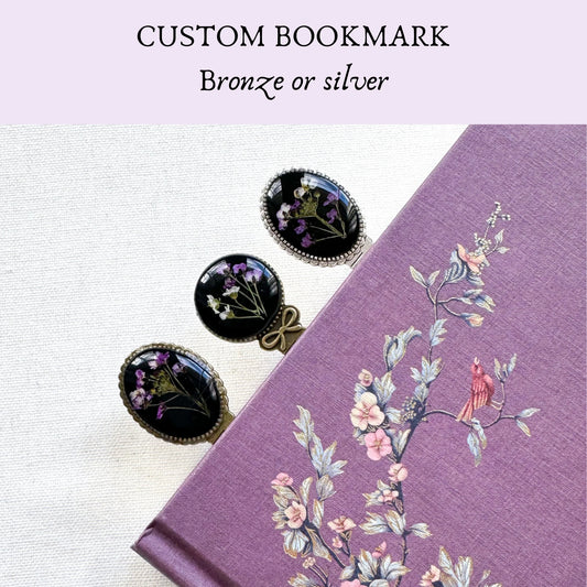 *Custom* Pressed Flower Bookmark | Bronze or Silver