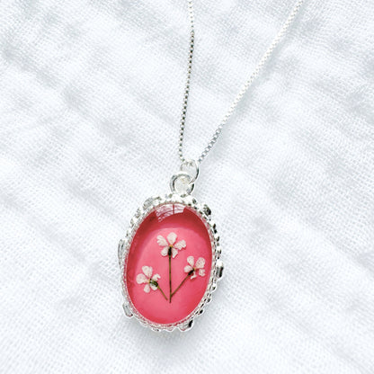 *Custom* Denise Ornate Pressed Flower Necklace | Sterling Silver