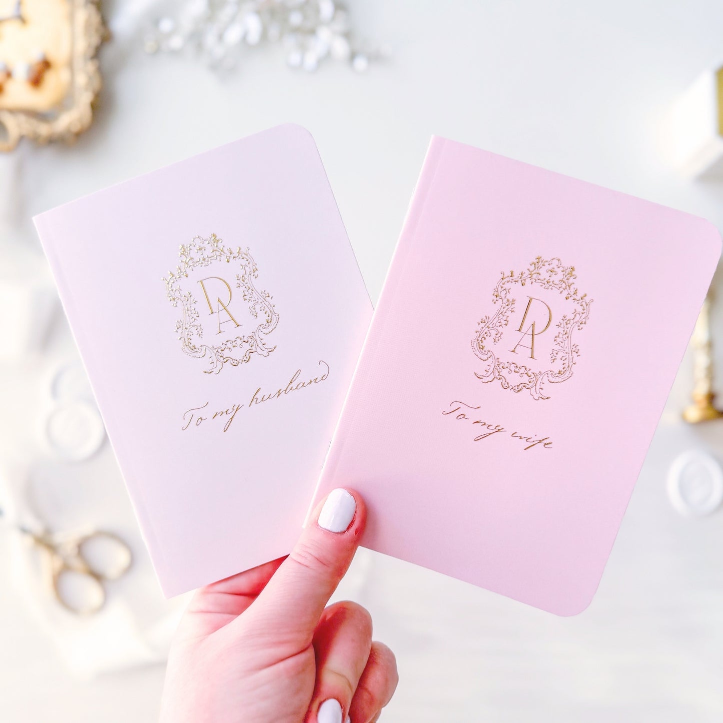 Wedding Vow Books | Custom Ornate Crest