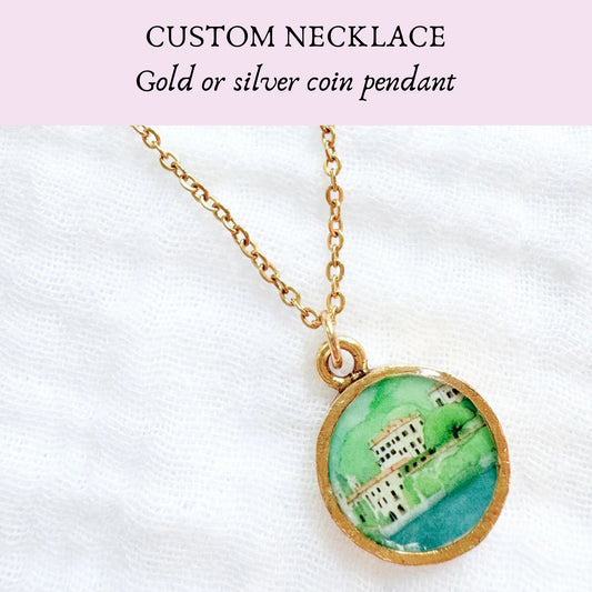 *Custom Artwork* Coin Pendant Necklace | Gold or Silver