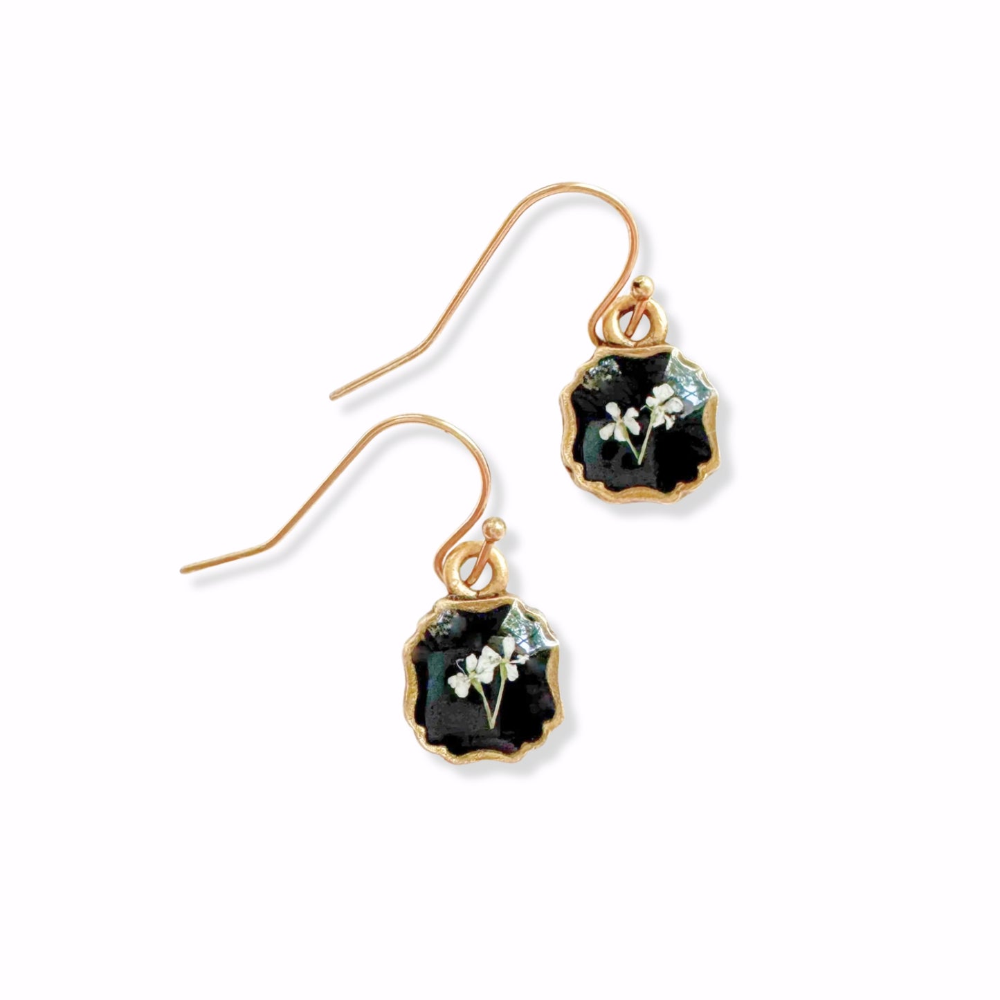 *Custom* Chelsea Pressed Flower Drop Earrings | Gold