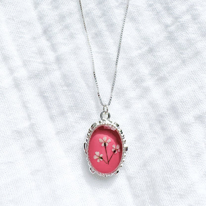 *Custom* Denise Ornate Pressed Flower Necklace | Sterling Silver