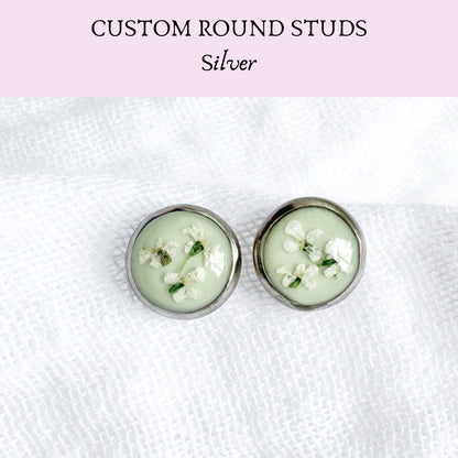 *Custom* Pressed Flower Earrings | Silver