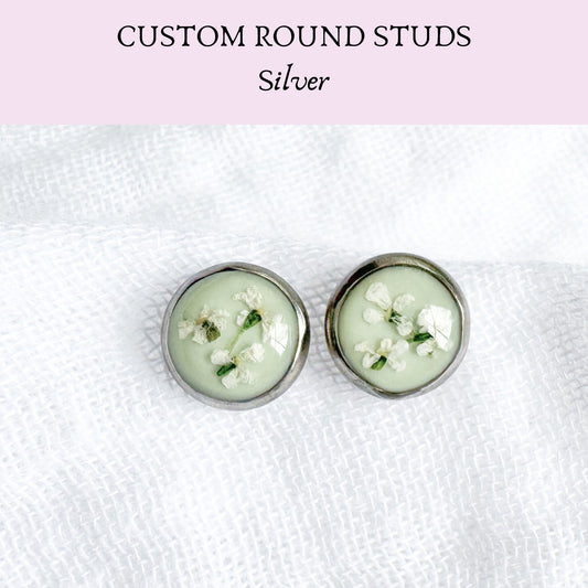 *Custom* Pressed Flower Earrings | Silver