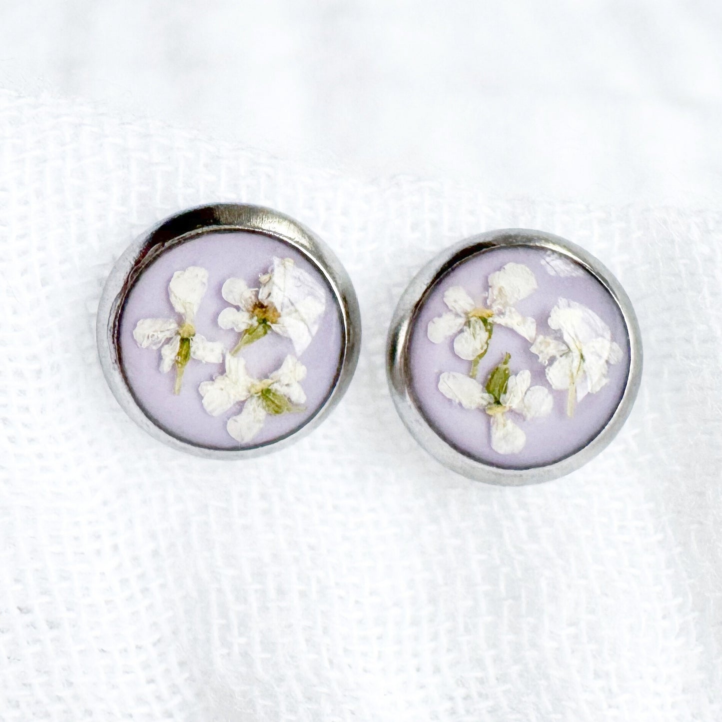 Daphne Pressed Flower Earrings | Silver