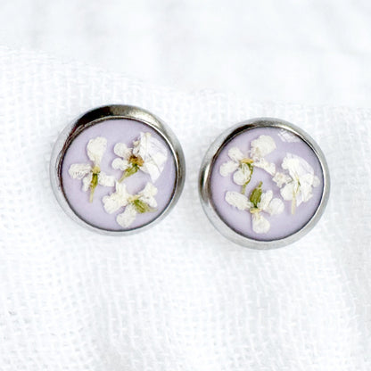 Daphne Pressed Flower Earrings | Silver