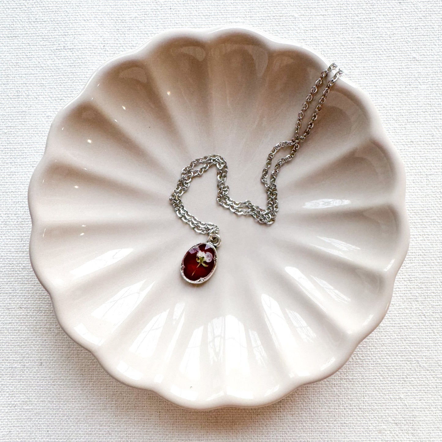 Denise Pressed Flower Necklace | Silver