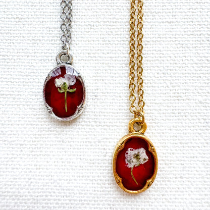 Denise Pressed Flower Necklace | Silver